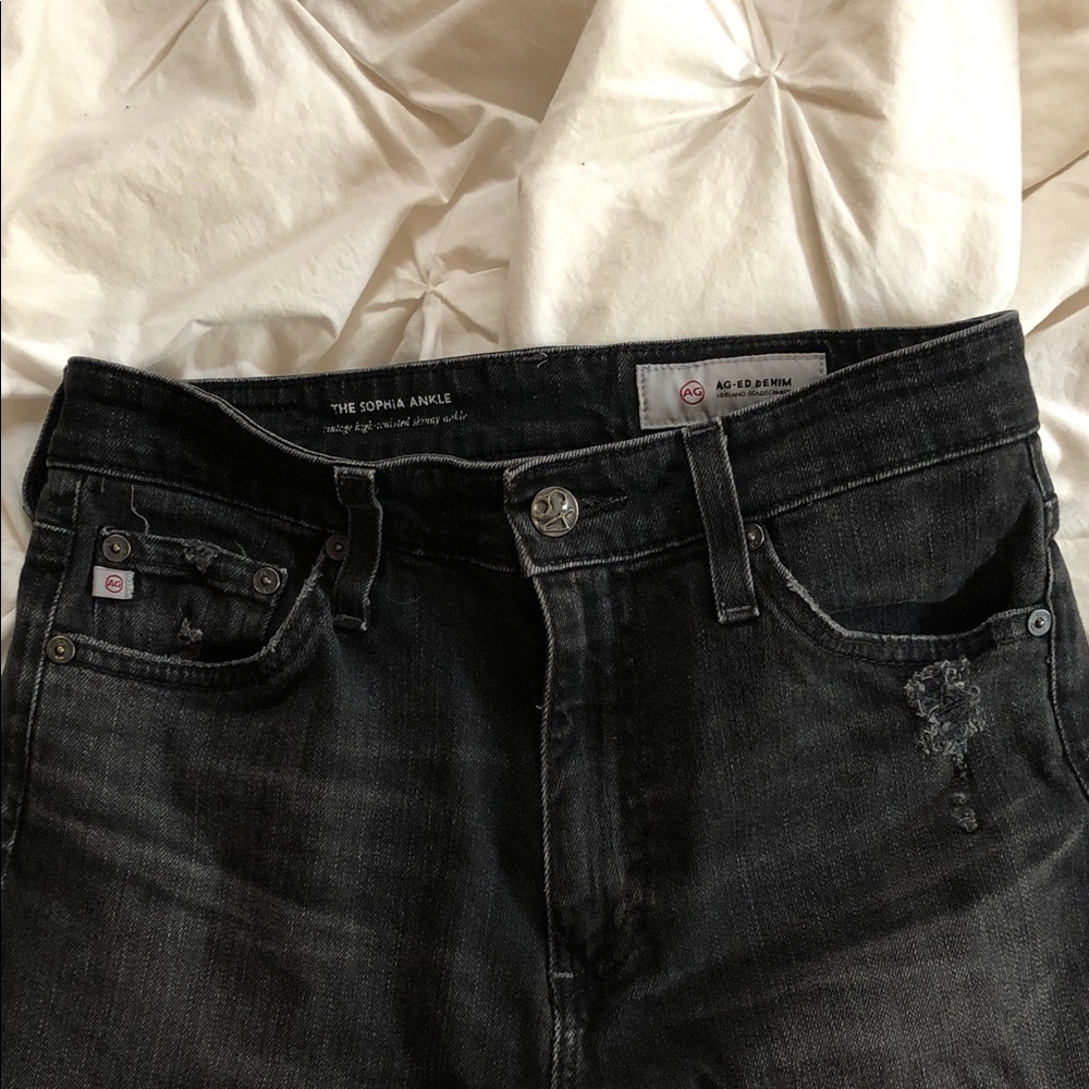 AG Sophia Distressed Grey Ankle Jeans